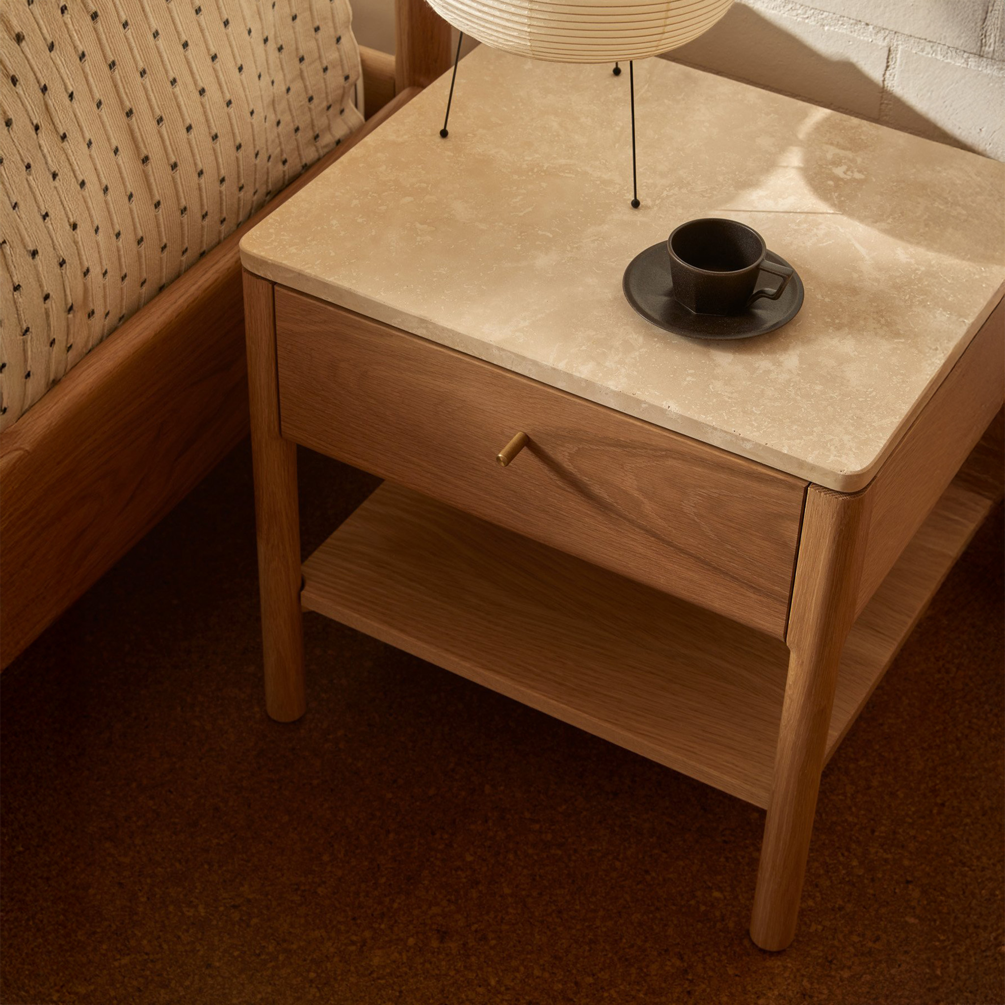 Simple Bedside Travertine Top