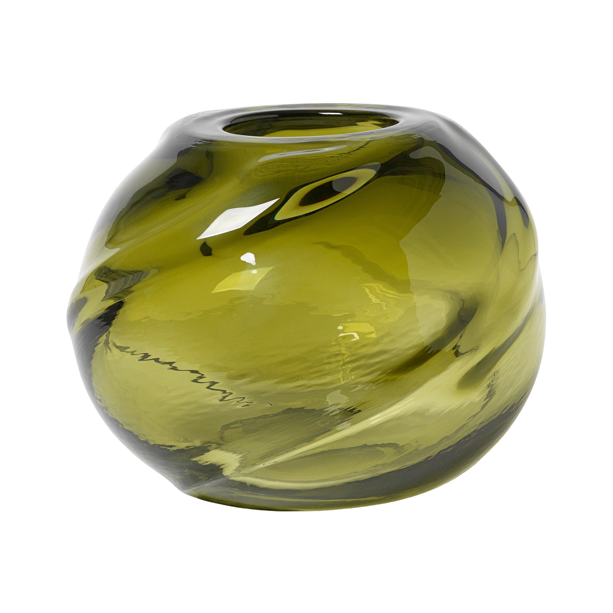 Water Swirl Round Vase Moss Green