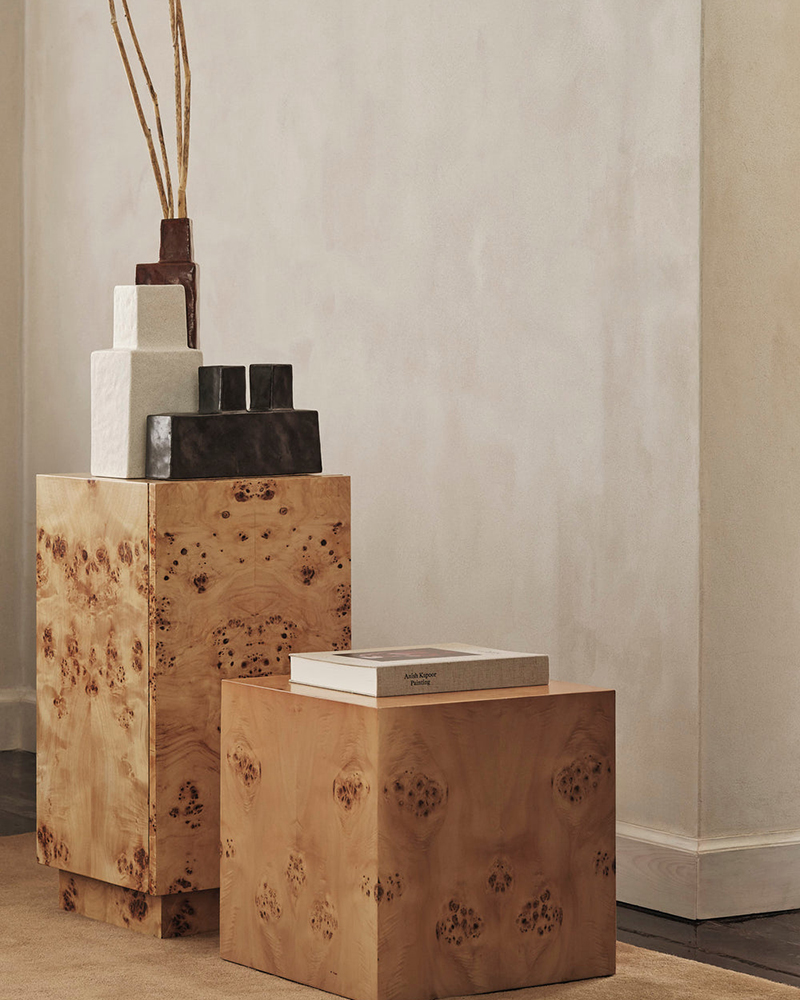 Burl Cube Side Table