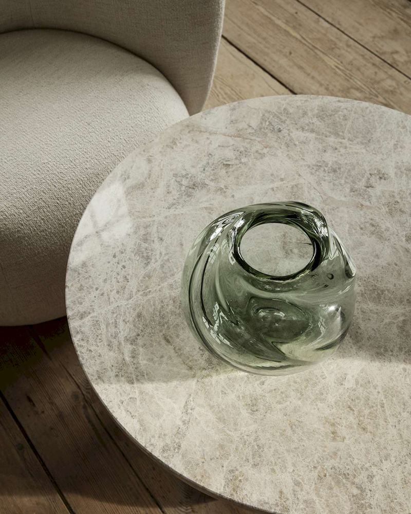 Water Swirl Round Vase Moss Green