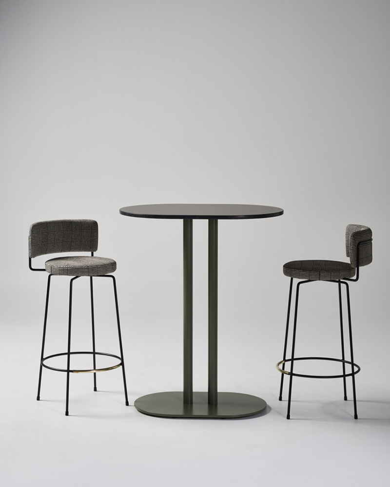Diiva Swivel Stool Upholstered Back 65H
