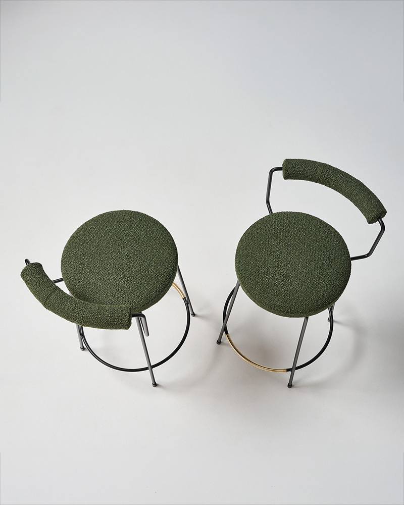 Iva Stool Upholstered Back 75H